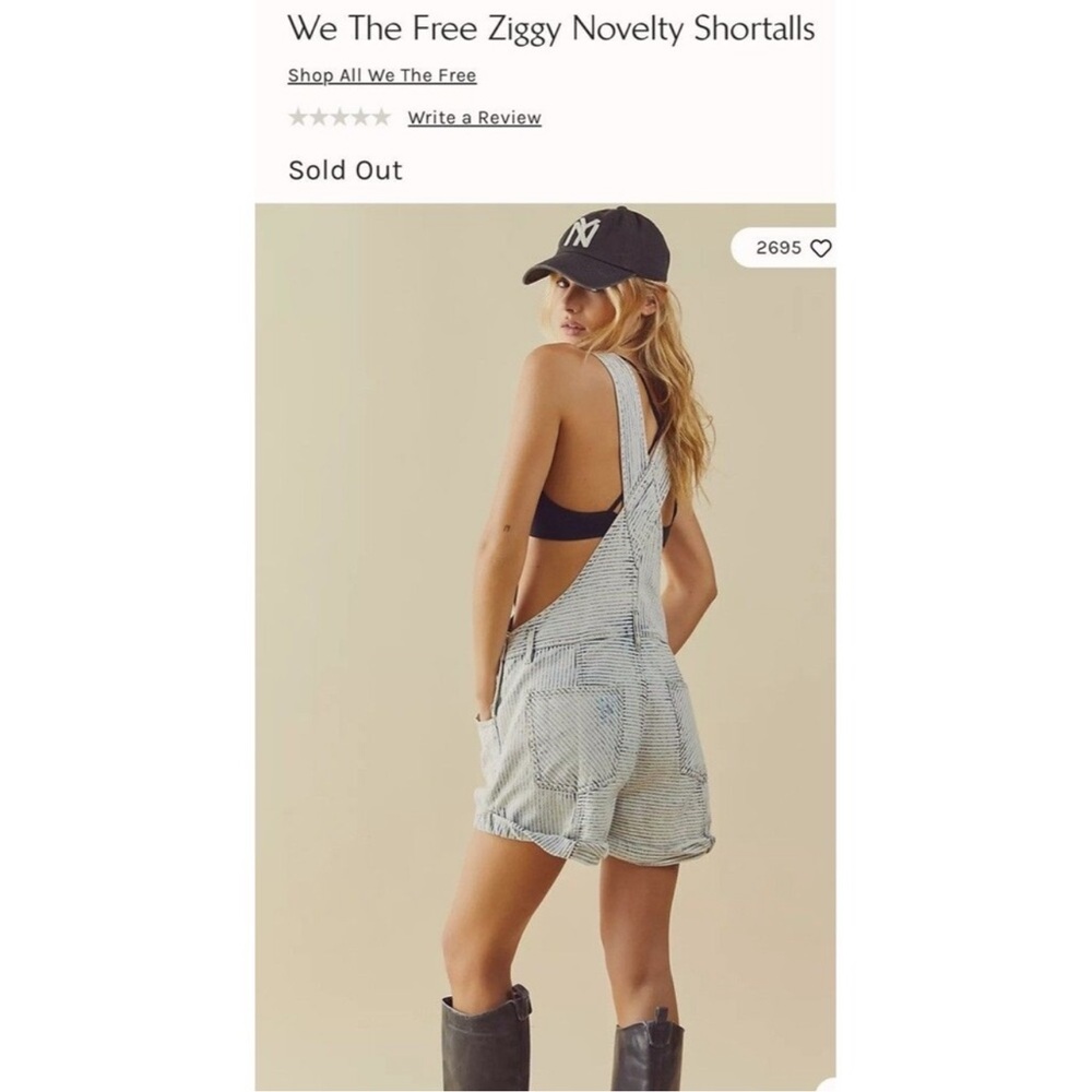 Free People We The Free Railroad Striped Ziggy Shortalls - Picture 3 of 8